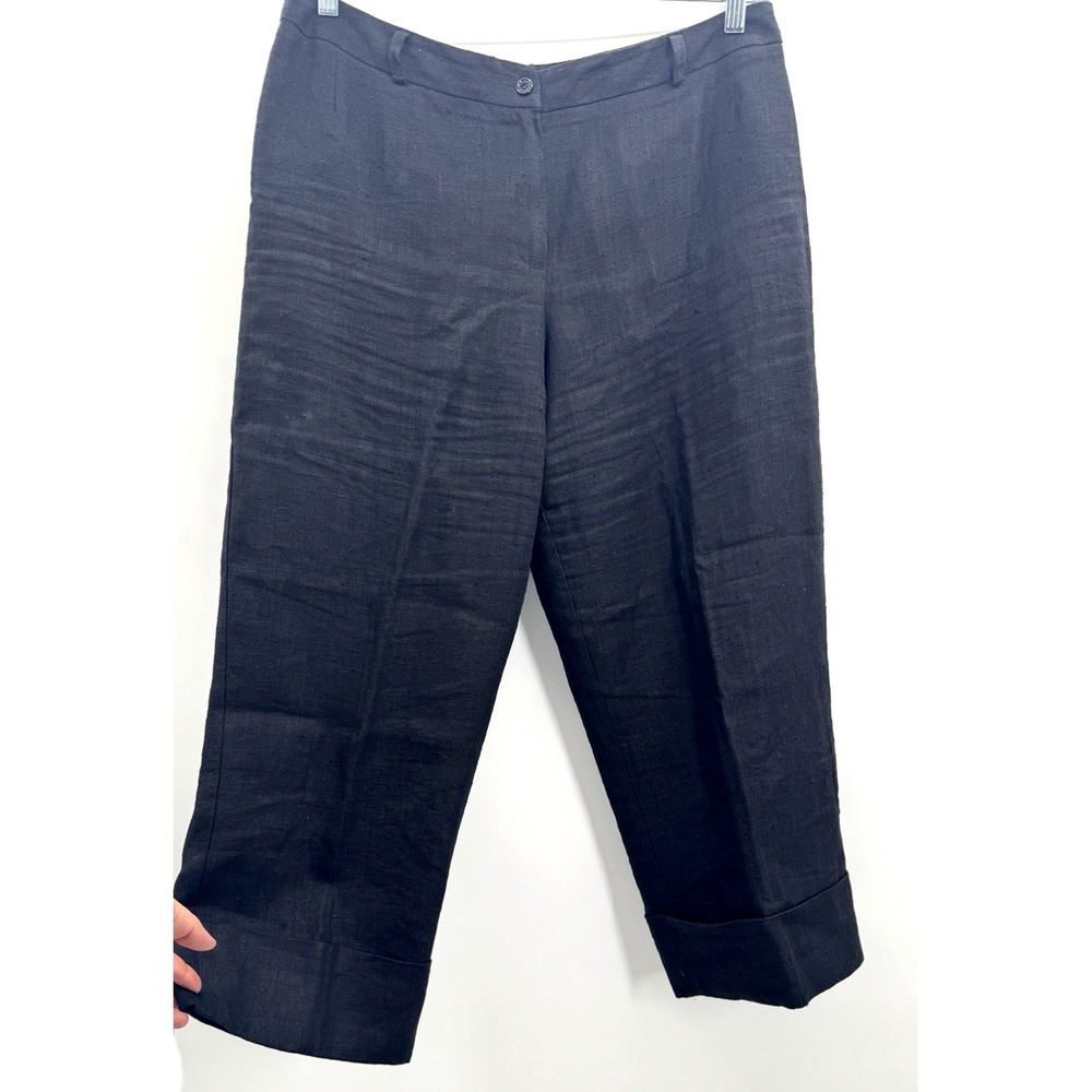 Harve Bernard Lined Linen Ankle Pant 16 Tapered Leg Cuffed Preppy Coastal Resort